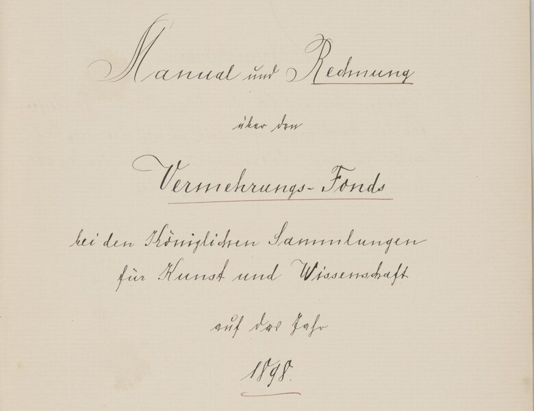 Der Scan zeigt das Titelblatt der Rechnung über den Vermehrungs-Fond.