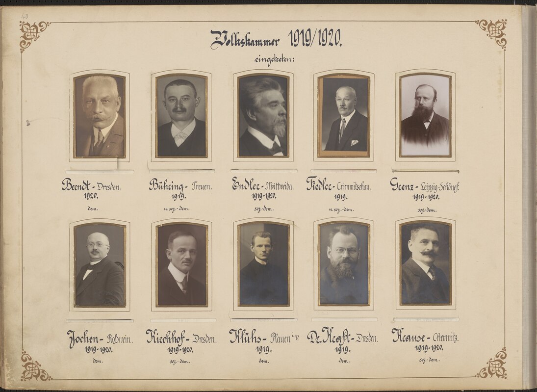 Fotos von Abgeordneten der Volkskammer 1919/1920