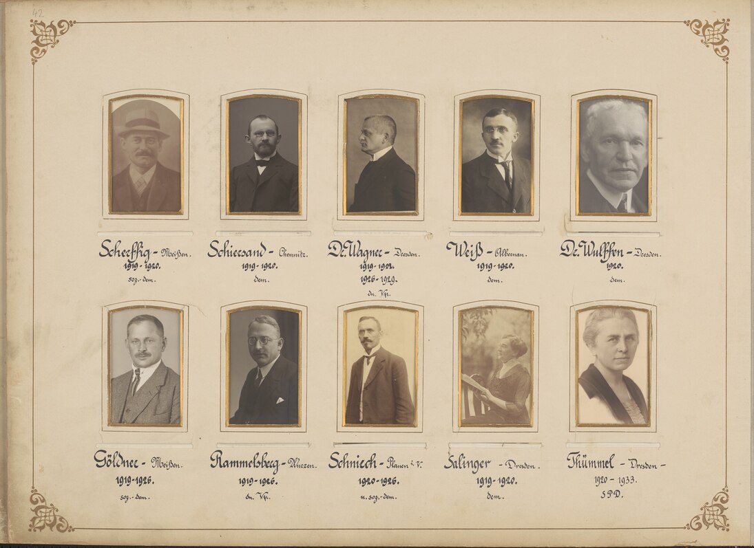 Fotos von Abgeordneten der Volkskammer 1919/1920