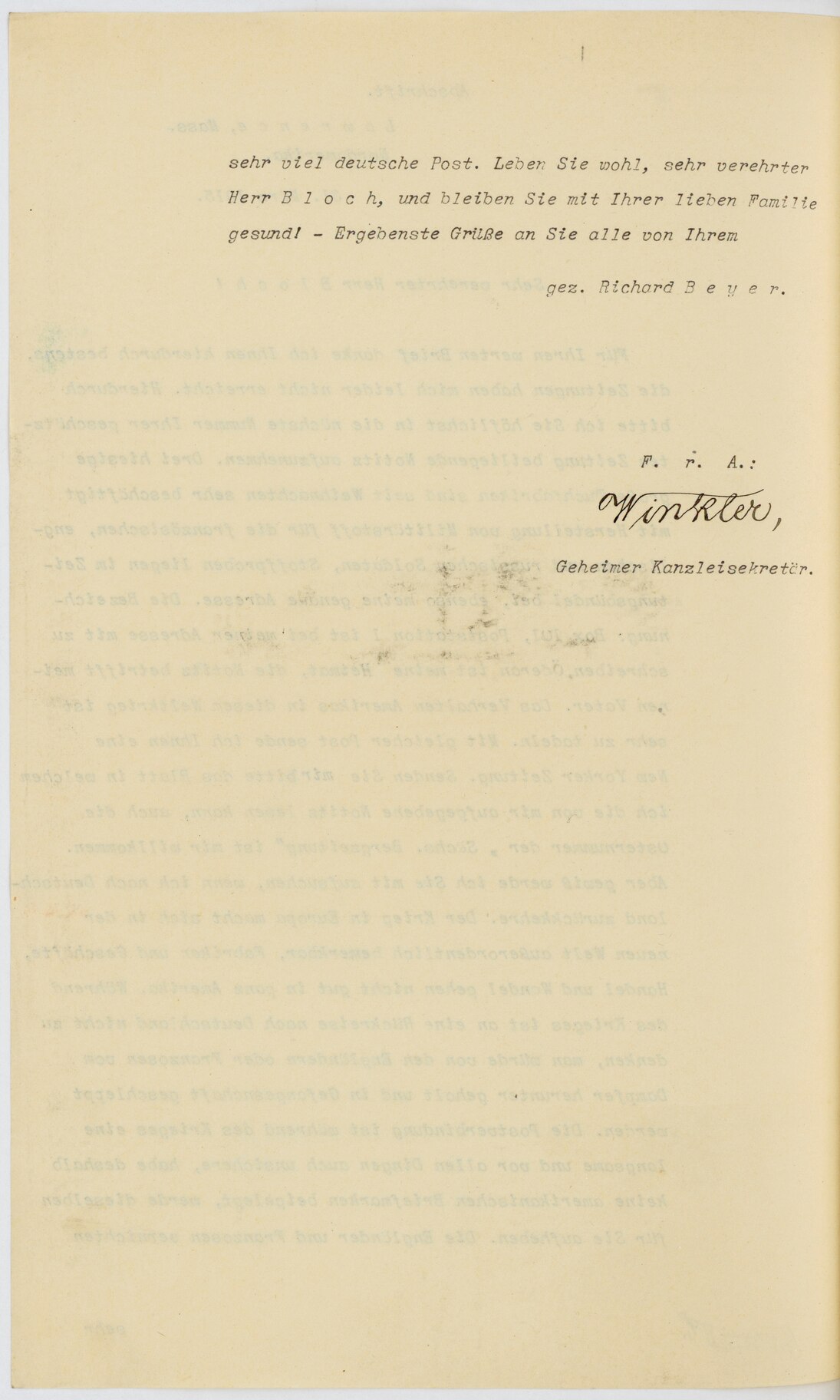 Dokument über Stoffproben für englische und französische Uniformen, April 1915