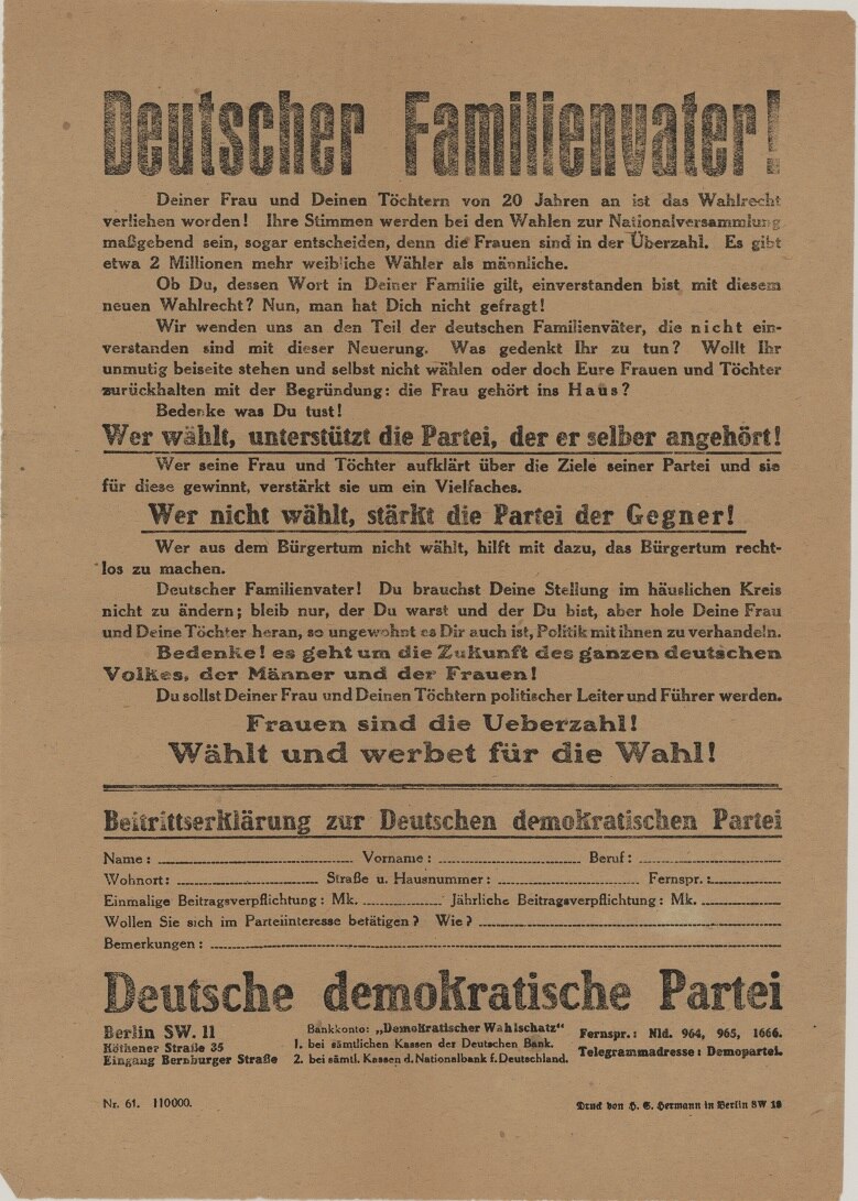 Flugblatt der Deutschen Demokratischen Partei