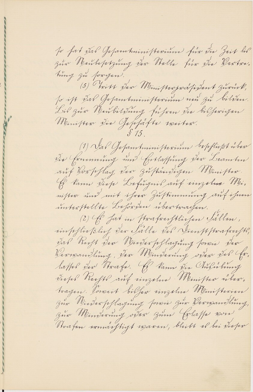 Handschriftliche Ausfertigung des vorläufigen Grundgesetzes für den Freistaat Sachsen von 1918