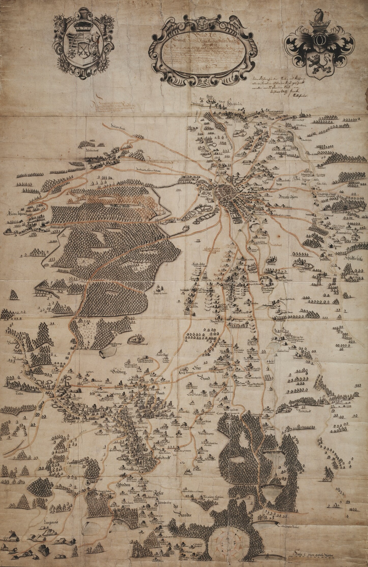 Karte zum Bergbau um Freiberg um 1690