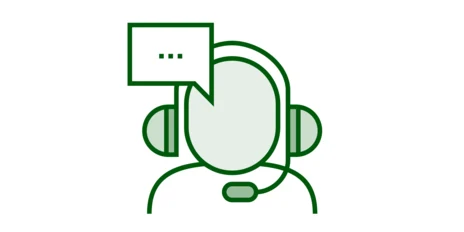 Die Grafik zeigt eine Person mit Headset.