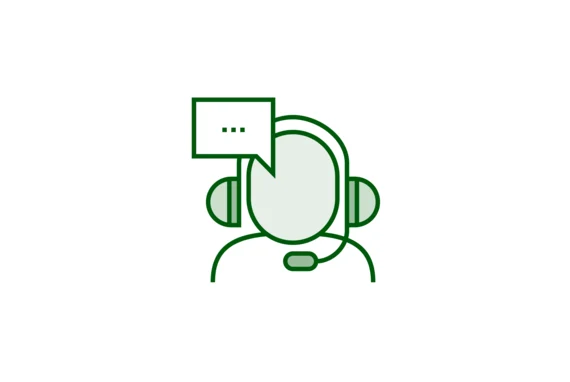 Die Grafik zeigt eine Person mit Headset.