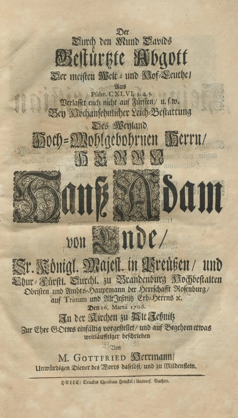 Der Scan zeigt eine Leichenpredigt.