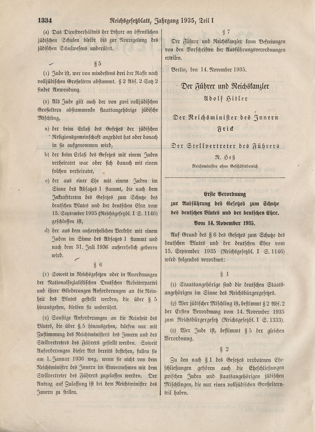 Reichsgesetzblatt Teil I, 1935, S. 1334.