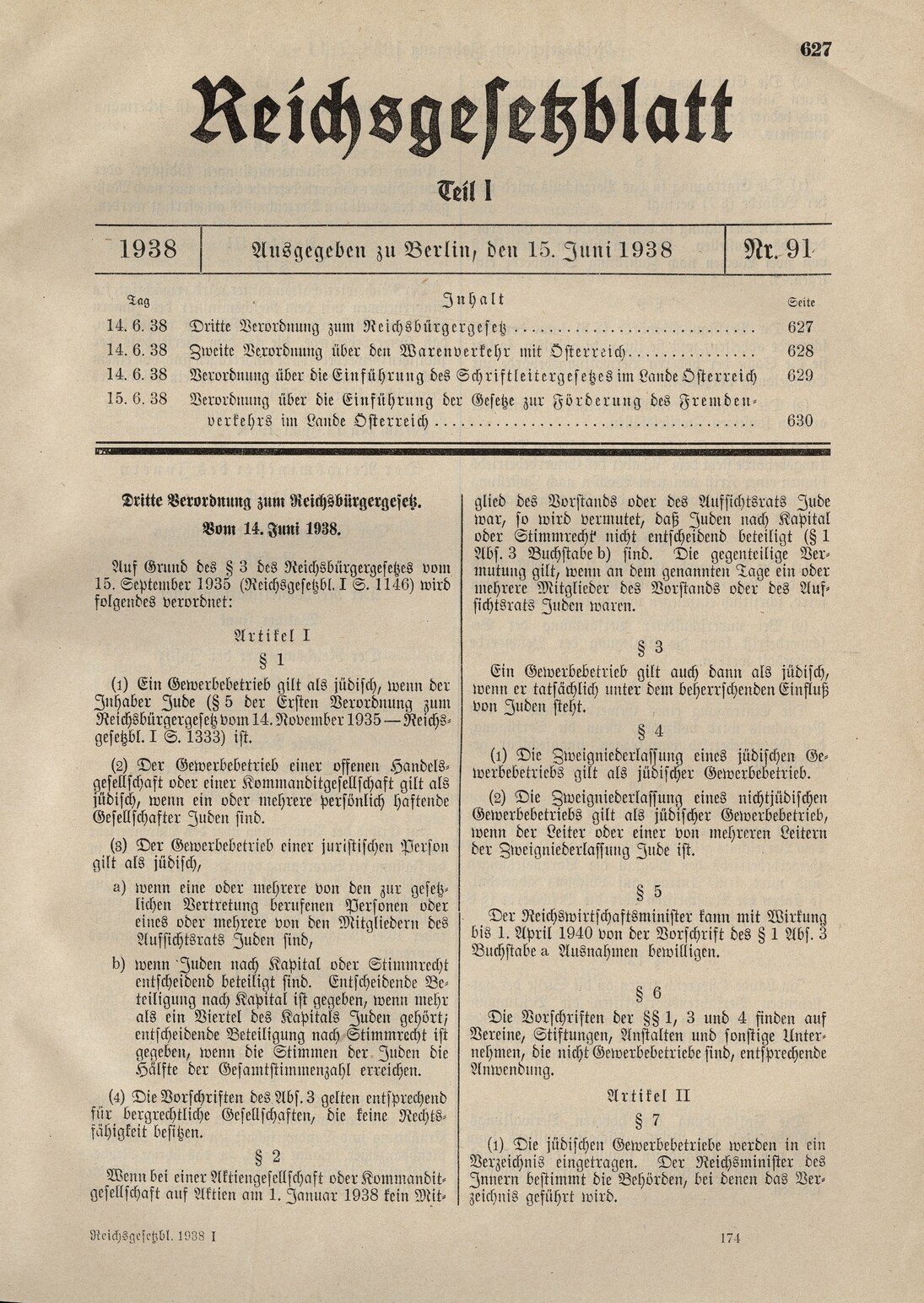 Reichsgesetzblatt 1938, S. 627