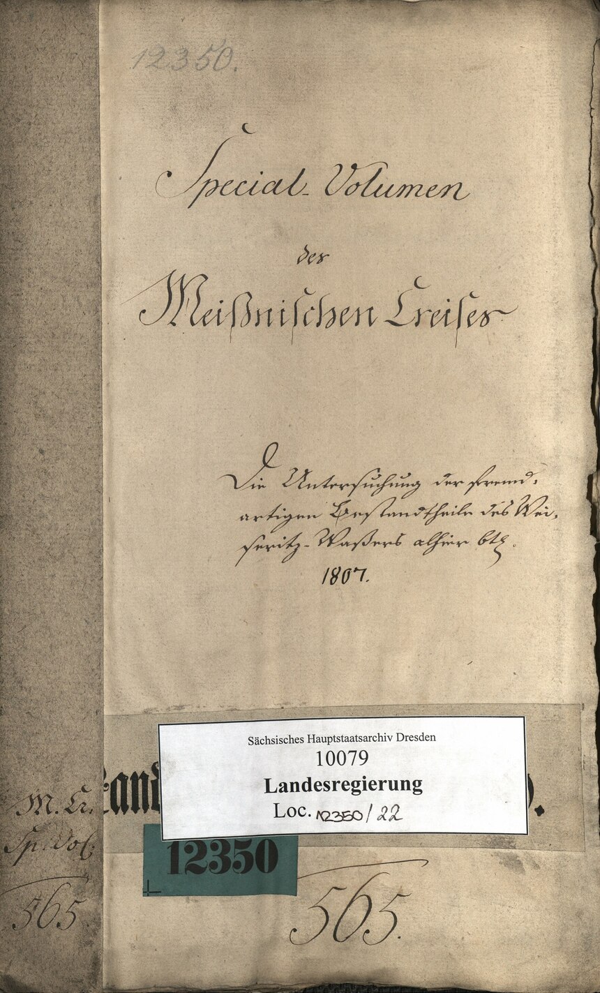 Titelblatt der Akte über die »Untersuchung der fremdartigen Bestandteile« des Weißeritzwassers Archivale