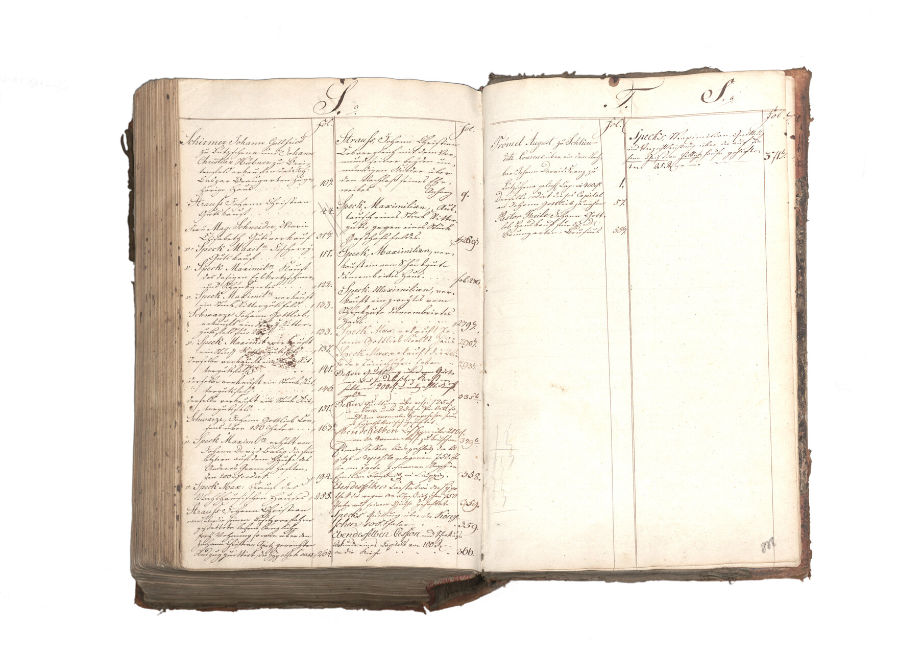Register im Gerichtshandelsbuch des Ritterguts Lützschena, 1811 – 1834